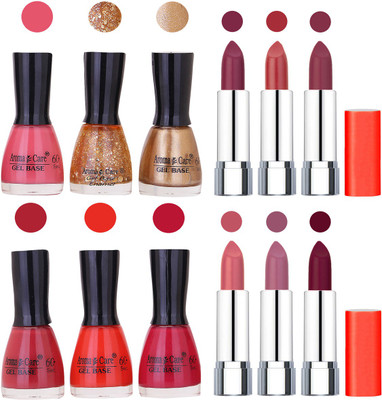 

Aroma Care Wholesale Rate Combo of Nail Polish and Rythm Lipstick 362(Set of 12)