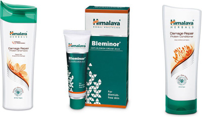 Himalaya Damage Repair Protein Shampoo, Bleminor Anti Blemish Cream, Damage Repair Protein Conditioner(Set of)