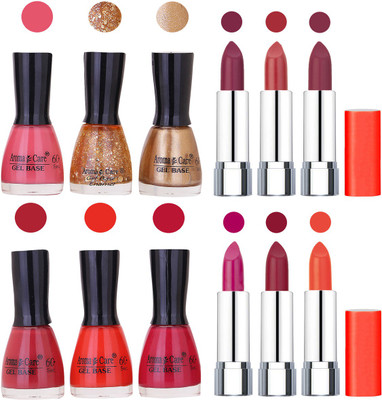 

Aroma Care Wholesale Rate Combo of Nail Polish and Rythm Lipstick 367(Set of 12)