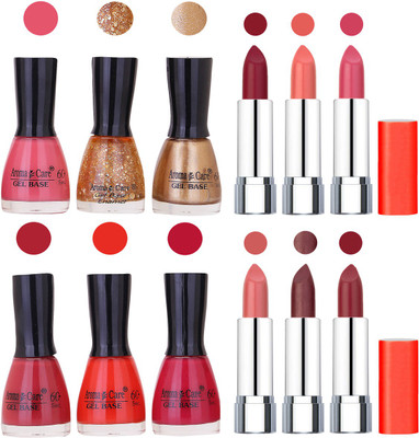 

Aroma Care Wholesale Rate Combo of Nail Polish and Rythm Lipstick 384(Set of 12)