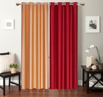 

Furnishing Zone 274 cm (9 ft) Polyester Long Door Curtain (Pack Of 2)(Plain, Beige, Red)