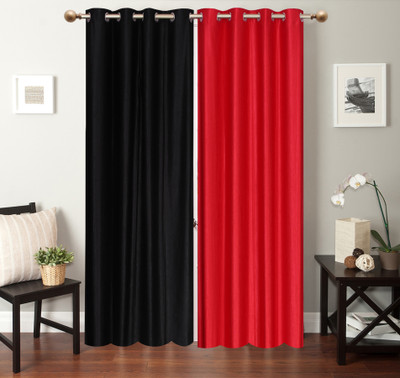 

Furnishing Zone 274 cm (9 ft) Polyester Long Door Curtain (Pack Of 2)(Plain, Black, Peach)