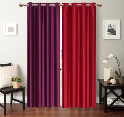 

Furnishing Zone 274 cm (9 ft) Polyester Long Door Curtain (Pack Of 2)(Plain, Purple, Maroon), Maroon;purple