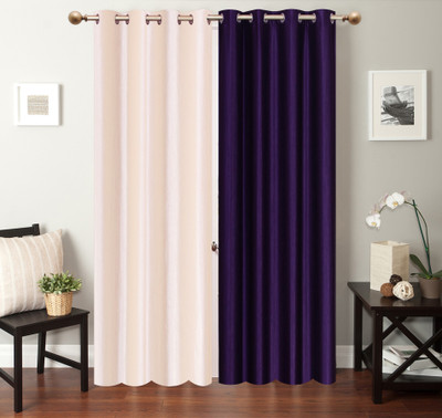

Furnishing Zone 213 cm (7 ft) Polyester Door Curtain (Pack Of 2)(Plain, White, Purple), Purple;white