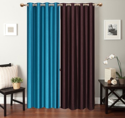 

Furnishing Zone 274 cm (9 ft) Polyester Long Door Curtain (Pack Of 2)(Plain, Light Blue, Brown), Brown;light blue