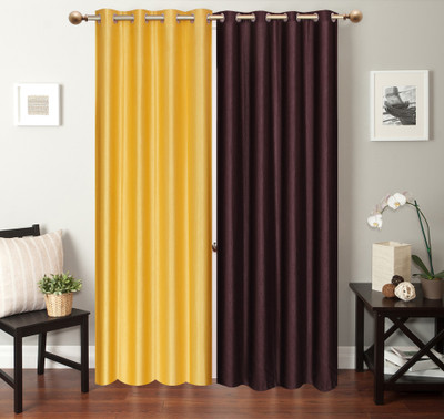 

Furnishing Zone 152 cm (5 ft) Polyester Window Curtain (Pack Of 2)(Plain, Yellow, Brown), Brown;yellow