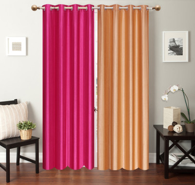 

Furnishing Zone 213 cm (7 ft) Polyester Door Curtain (Pack Of 2)(Plain, Pink, Beige), Beige;pink
