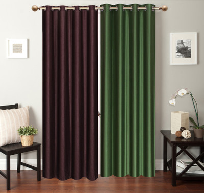 

Furnishing Zone 274 cm (9 ft) Polyester Long Door Curtain (Pack Of 2)(Plain, Brown, Green)
