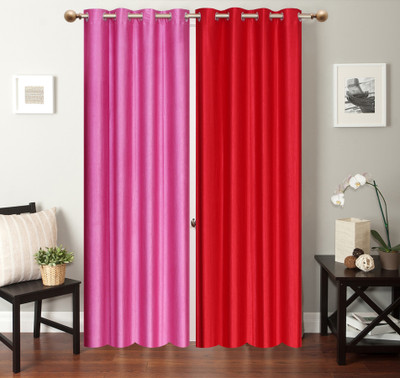 

Furnishing Zone 213 cm (7 ft) Polyester Door Curtain (Pack Of 2)(Plain, Pink, Peach), Peach;pink