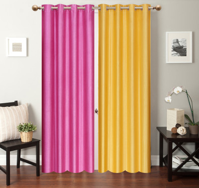 

Furnishing Zone 152 cm (5 ft) Polyester Window Curtain (Pack Of 2)(Plain, Pink, Yellow)