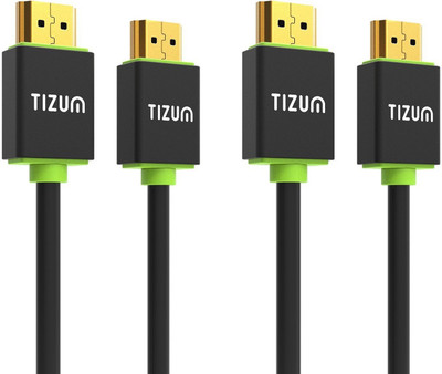 

TIZUM (2-PACK) “Ultra”- HDMI 2.0 -Gold Plated-High Speed Data 18Gbps, 3D, 4K, HD 1080p (5 Ft/ 1.5M-Green X 2) HDMI Cable(Compatible with Mobile, Laptop, Tablet, Mp3, Gaming Device, Black, Green)