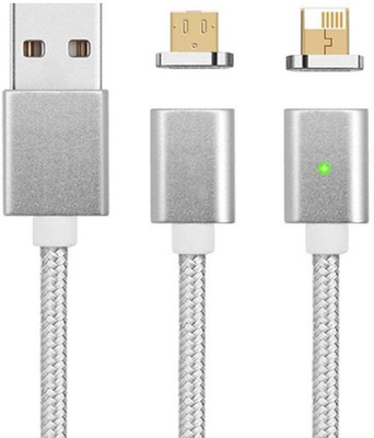 

VibeX ® USB Perfected 3rd Generation Cord by Spherecalls, 2 in 1 Micro and Mini 8 Pin, #1 Charge to Suit iPhone and Android Magnetic Charging Cable(Silver)