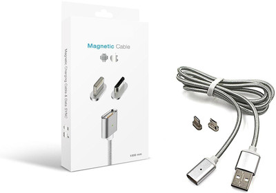 

VibeX ® USB metal and data sync,one match two plug,Micro USB & type-c plug 2 in 1 for all android system,support fast Magnetic Charging Cable(Silver)