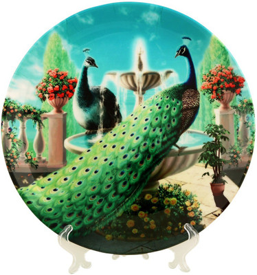 

Sabstylish Gorgeous Peacock Decorative Plate Bone China Decorative Platter(Multicolor)