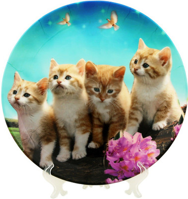 

Sabstylish Cute Kittens Decorative Plate Bone China Decorative Platter(Multicolor)