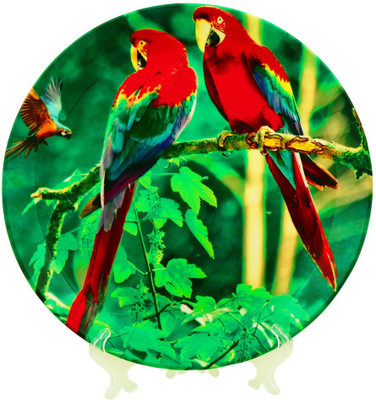 

Sabstylish Pretty Parrots Decorative Plate Bone China Decorative Platter(Multicolor)
