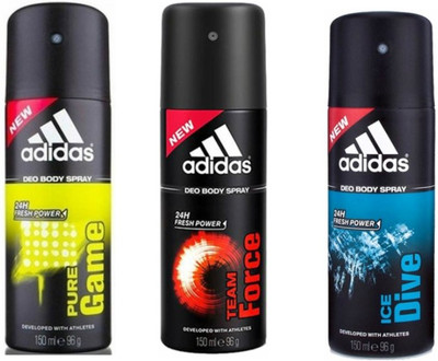 

ADIDAS Pure Game Team Force Ice Dive Deodorant Spray - For Men(150 ml, Pack of 3)