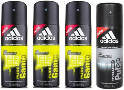 

ADIDAS Pure Game Dynamic Pulse Deodorant Spray - For Men(150 ml, Pack of 4)