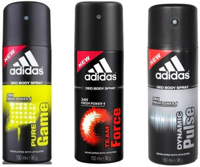 

ADIDAS Pure Game Team Force Dynamic Pulse Deodorant Spray - For Men(150 ml, Pack of 3)