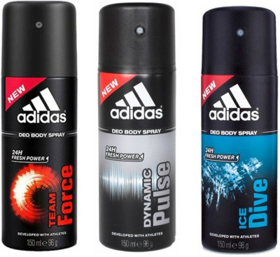 

ADIDAS Team Force Dynamic Pulse Ice Dive Deodorant Spray - For Men(150 ml, Pack of 3)