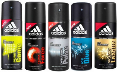 

ADIDAS Pure Game Team Force Dynamic Pulse Ice Dive Victory League Deodorant Spray - For Men(150 ml, Pack of 5)