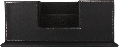 Fabbity 4 Compartments Faux Leather Desk Organiser Black