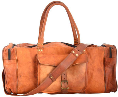 

iHandikart Handmade Leather Bag | Duffle Bag | Travel Bag | Gym & Yoga Bag | Luggage Bag | 28" x 12" x 12" Travel Duffel Bag(Brown)