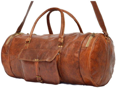 

iHandikart Handmade Leather Bag | Duffle Bag | Travel Bag | Gym & Yoga Bag | Luggage Bag | 22" x 11" x 11" Travel Duffel Bag(Brown)