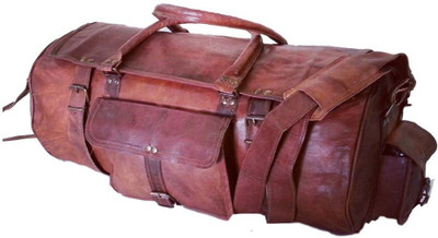 

iHandikart Handmade Leather Bag | Duffle Bag | Travel Bag | Gym & Yoga Bag | Luggage Bag | 22" x 11" x 11" Travel Duffel Bag(Brown)