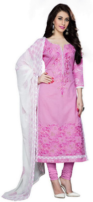 Manvaa Poly Silk Embroidered Kurta & Churidar Material(Semi Stitched)