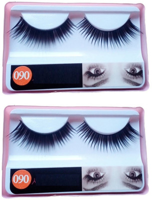 

EAZYSHOPPE Imported 2 Pair Black Natural Thick Long False Eyelashes with Adhesive - 060(Pack of 2)