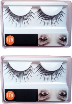 Eazyshoppe Imported 2 Pair Black Natural Thick Long False Eyelashes with Adhesive - 011(Pack of 2)