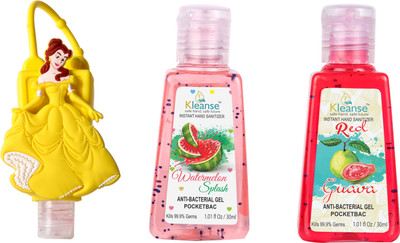 

KLEANSE Advanced Instant Hand Sanitizer - anti-bacterialn Water Melon & Red Guava sanitizer Gel with 3D holder(30 ml, Pack of 3)