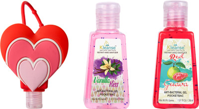 

KLEANSE Kleanse's Advanced Instant Hand Sanitizer - anti-bacterialn Water Melon & Red Guava sanitizer Gel with 3D holder(30 ml, Pack of 3)