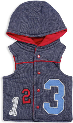 

FS Mini Klub Sleeveless Applique Baby Boys Quilted Jacket, Dark denim