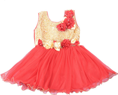

JBN Creation Girls Midi/Knee Length Party Dress(Red, Sleeveless, Tomato red