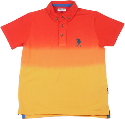 

US Polo Kids Boys Solid Cotton T Shirt(Orange, Pack of 1, Me orange