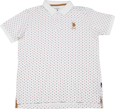 

US Polo Kids Boys Printed Cotton T Shirt(White, Pack of 1
