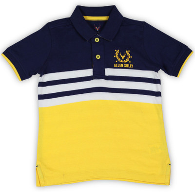 

Allen Solly Junior Boys Striped Cotton T Shirt(Blue, Pack of 1