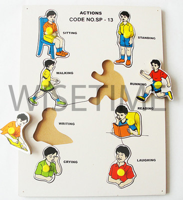 

Little Genius Wooden Single Piece lift out Puzzle - Actions(Multicolor)