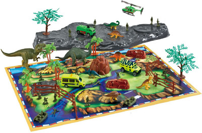 

Toys Bhoomi Prehistoric Role Play Dinosaur Playset Pretend Play Toys with Play Mat