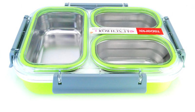 

magnas Magnas™ Tedemei Stainless Steel Lunch Box with 3 Compartments 1.2ltrs, Tiffin Box, Snacks Box with removable inner bowls (Green) 3 Containers Lunch Box(1200 ml)
