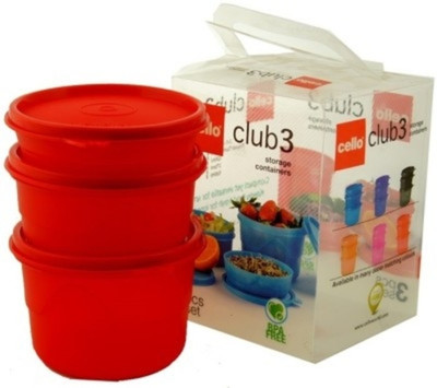 

Cello club 3` 3 Containers Lunch Box(550 ml), Red