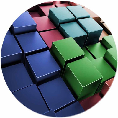 

Maison N Mode Green Blue Block round Mouse Pad Mousepad(Multicolor)