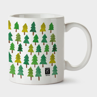 

Tathya Christmas Ceramic Mug(350 ml), White