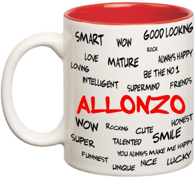 

Huppme Good Personality Allonzo Inner Red Ceramic Mug(350 ml), Red;white