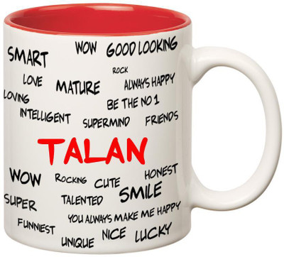

Huppme Good Personality Talan Inner Red Ceramic Mug(350 ml), Red;white
