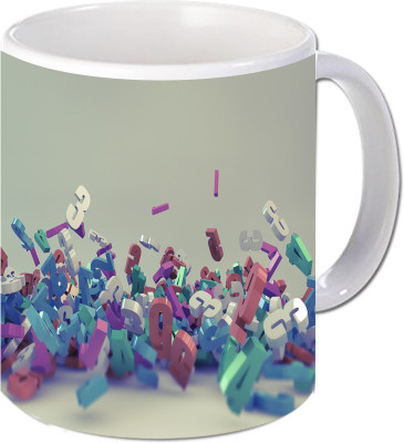 Maison N Mode 3D Numbers Coffee Ceramic Mug(330 ml), Multicolor