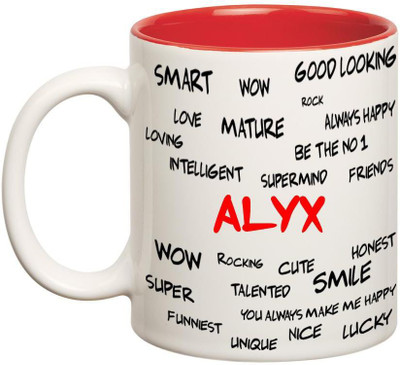 

Huppme Good Personality Alyx Inner Red Ceramic Mug(350 ml), Red;white