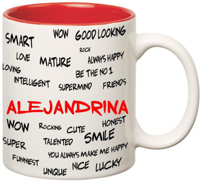 

Huppme Good Personality Alejandrina Inner Red Ceramic Mug(350 ml), Red;white